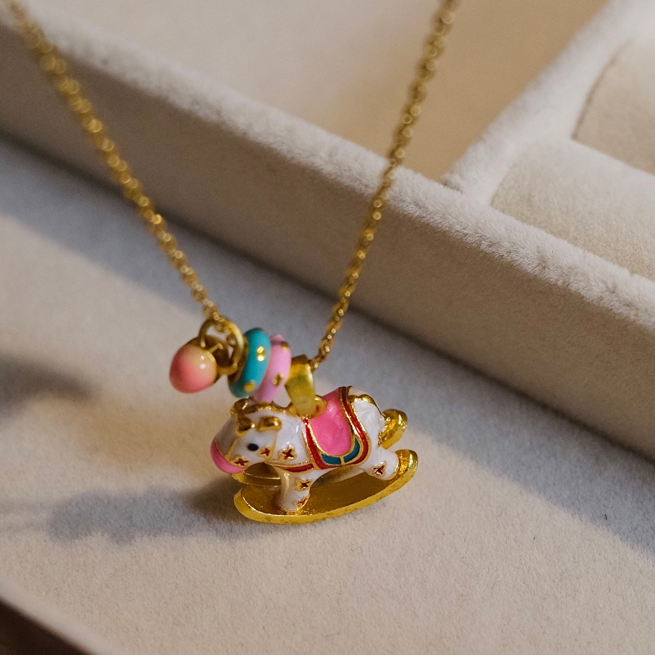 Playful Gold-plated Rocking Horse Necklace