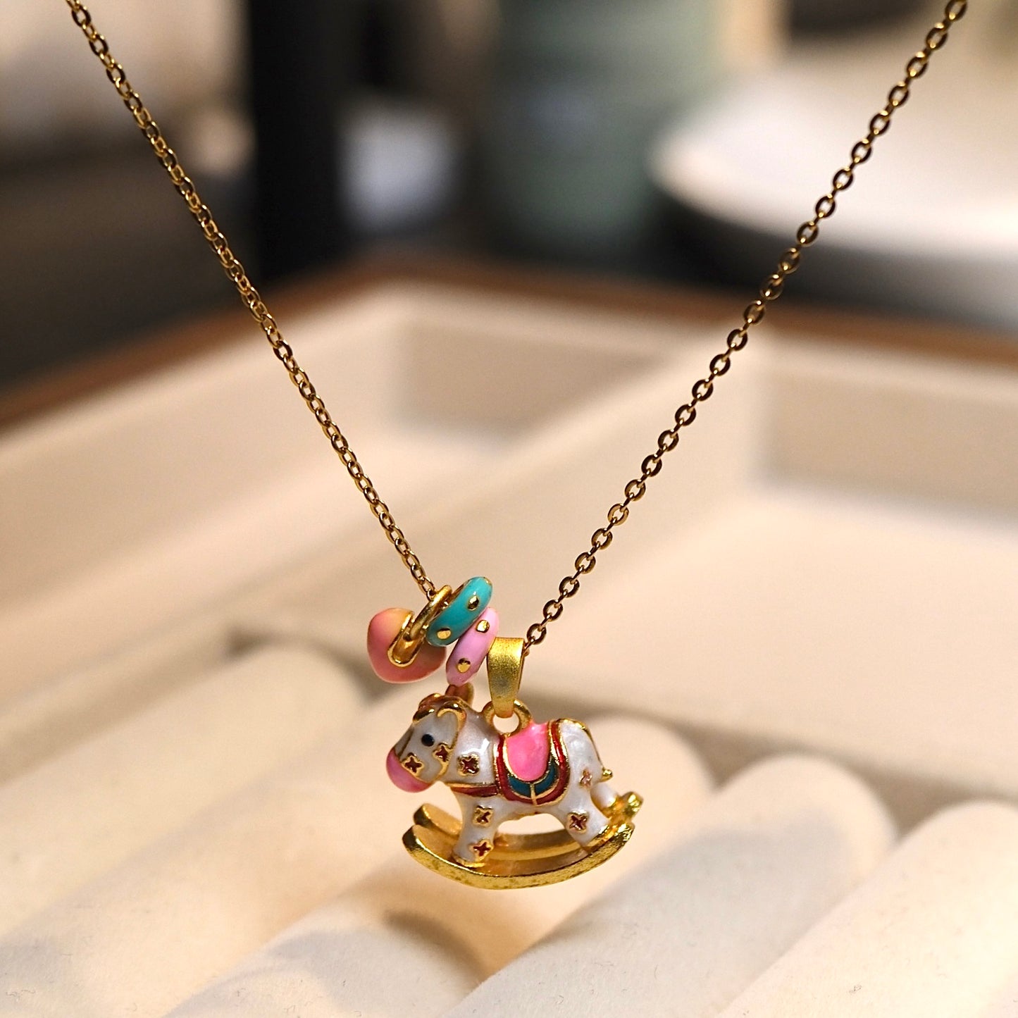 Playful Gold-plated Rocking Horse Necklace