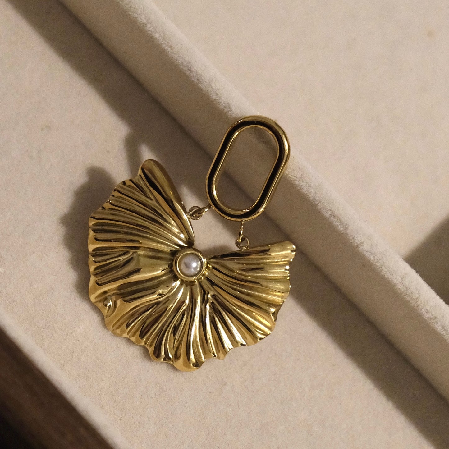 Gold-plated Asymmetrical Leaf Earrings