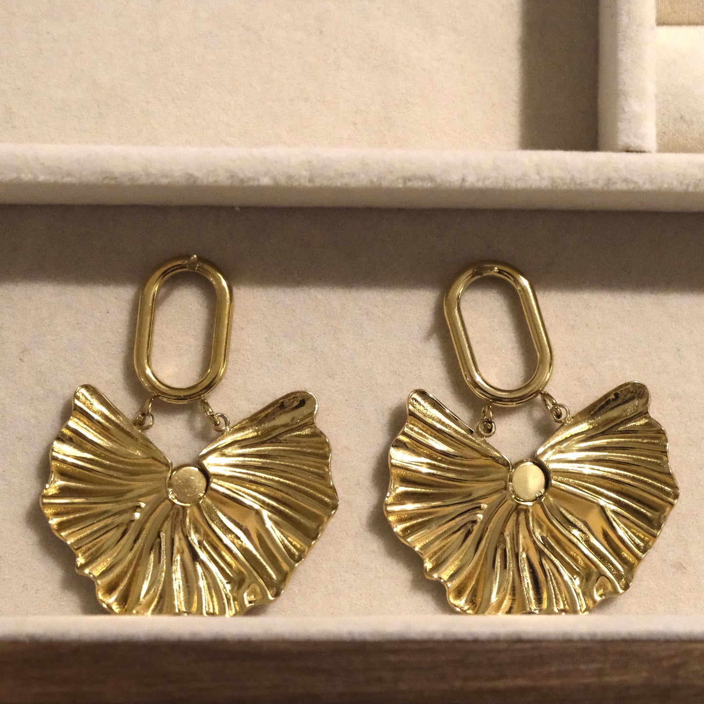 Gold-plated Asymmetrical Leaf Earrings