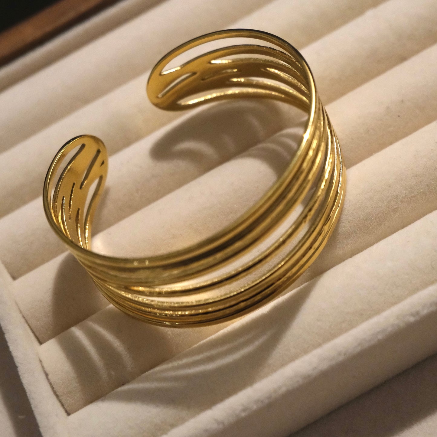 Luxurious Gold-plated Layered Cuff Bracelet