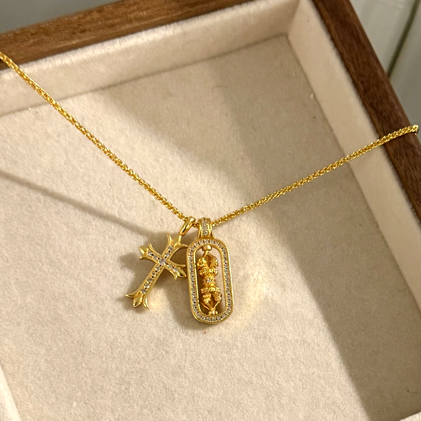 Sacred Cross and Amulet Pendant Necklace