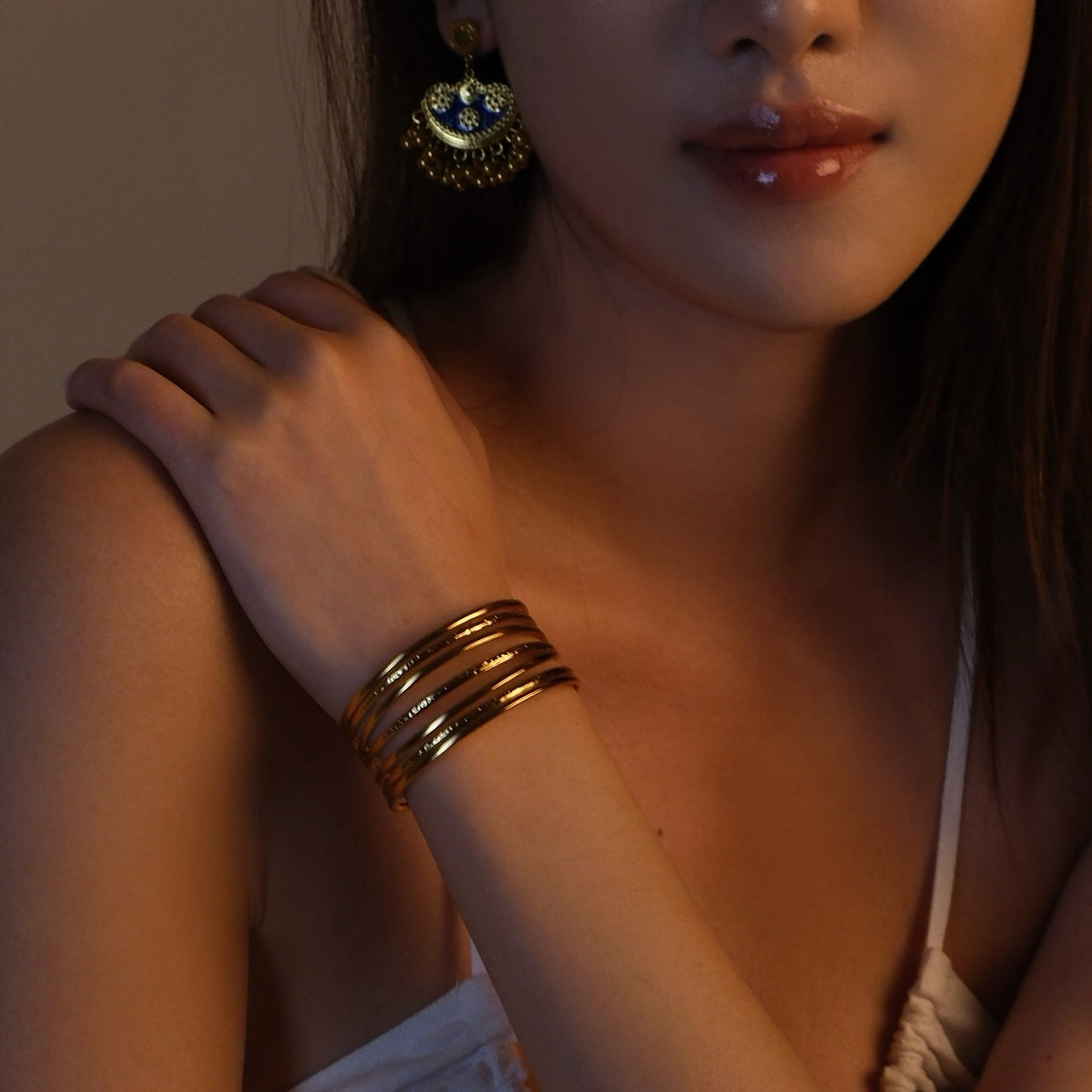 Luxurious Gold-plated Layered Cuff Bracelet