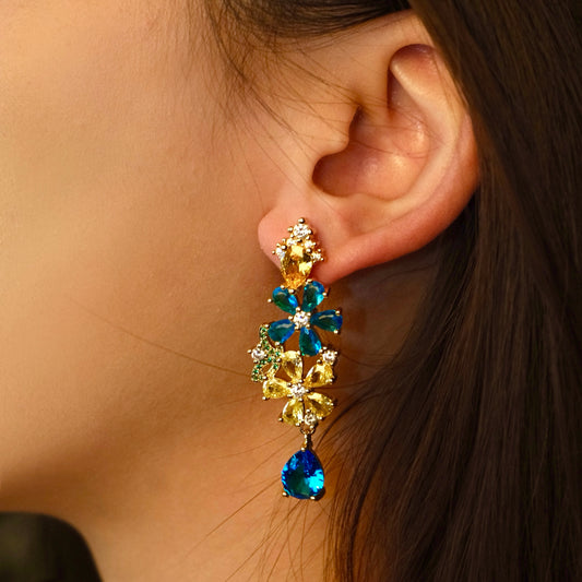 Luxurious Gold-plated Floral Statement Earrings