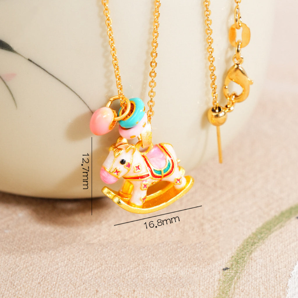 Playful Gold-plated Rocking Horse Necklace